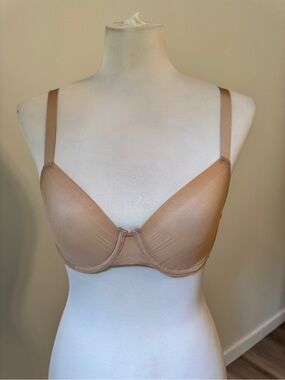 SKIMS Mesh Underwire Bra 34B Nude Beige Sheer Support lightweight breathable